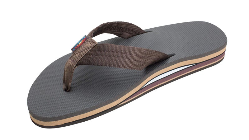Rainbow Sandals Men's Double Layer Soft Top 1" EVA Rubber Filled w/Nylon Strap, Brown/Black Men's X-Large / 11-12 B(M) US - Image 1